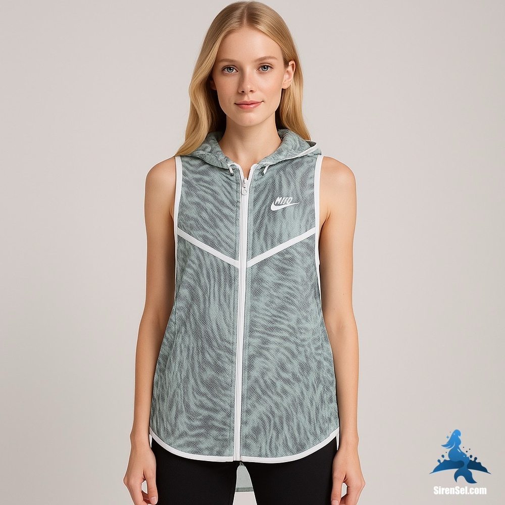 1149 NWT Nike Tech Hyperfuse Hooded Vest - Size M – Light Aqua Grey - Picture 2 of 16
